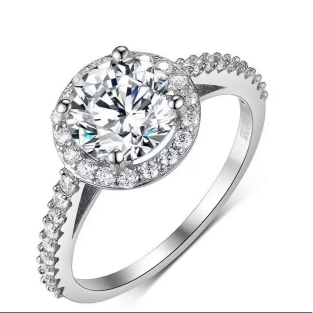 Halo Moissanite diamond engagement ring